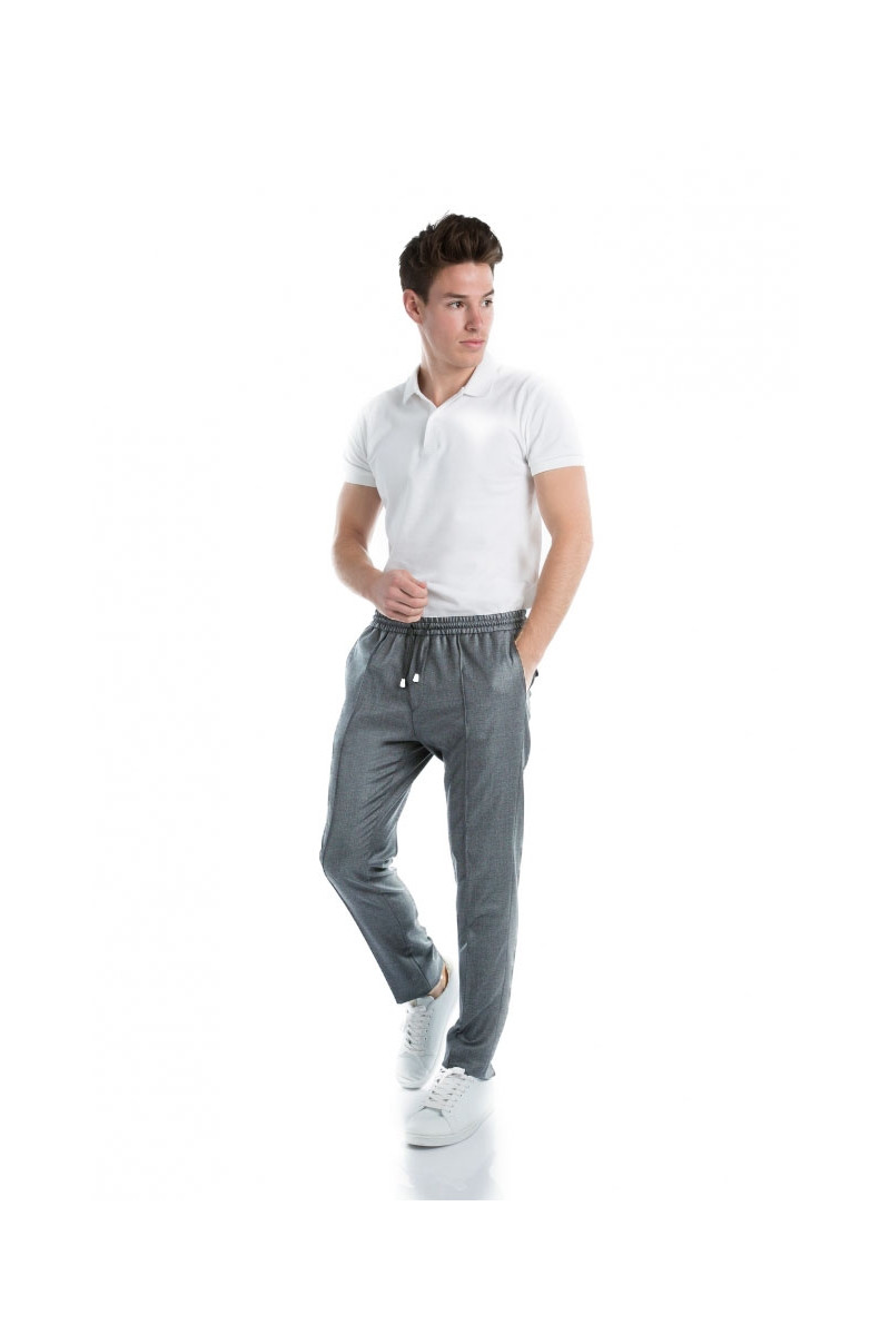 Trousers in pure wool 110's with drawstring