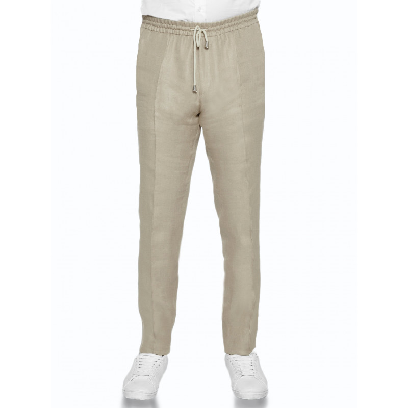 Trousers in pure wool 110's with drawstring