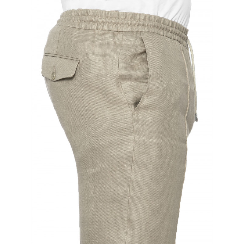 Trousers in pure wool 110's with drawstring