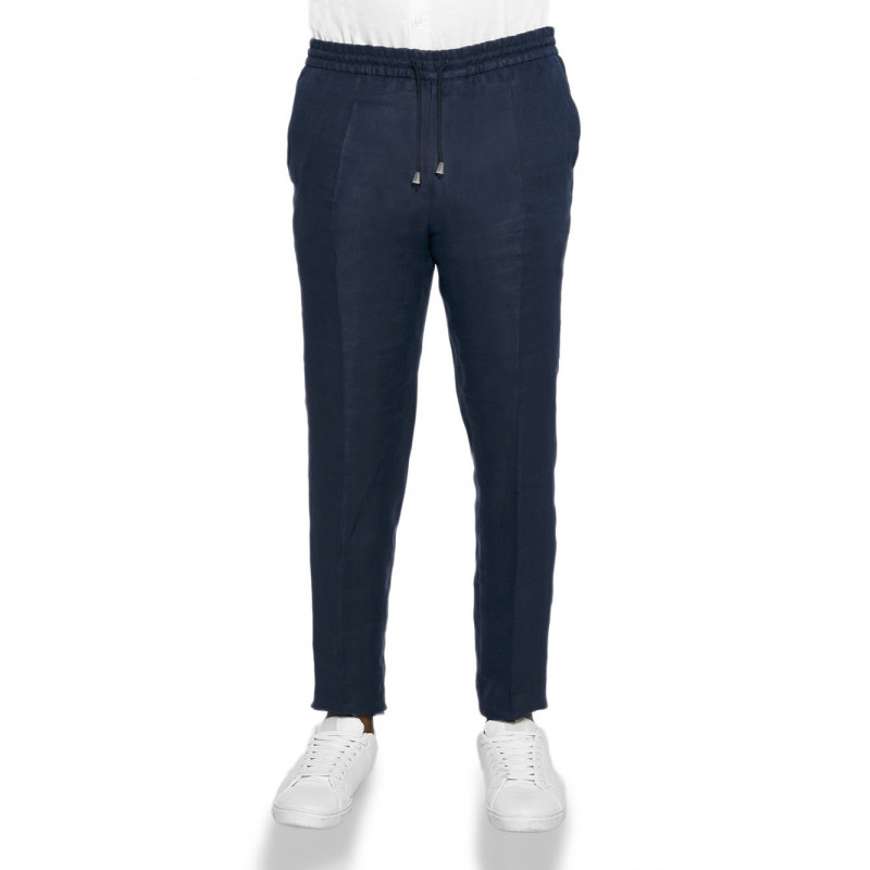 Trousers in pure wool 110's with drawstring