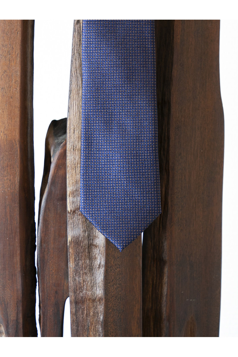 Tie in pure silk navy with colorful dots