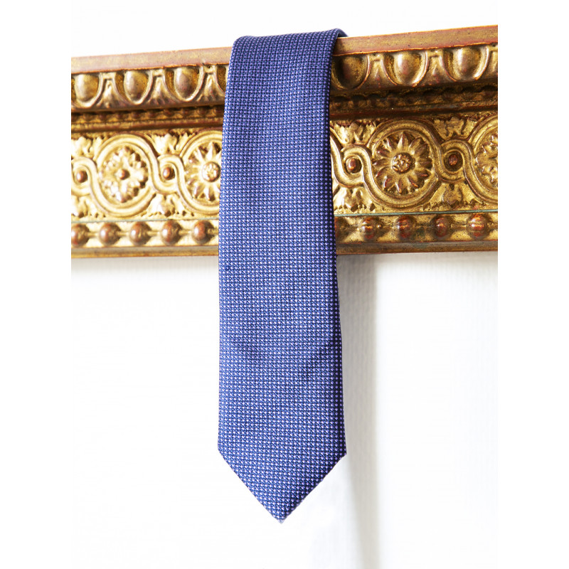 Tie in pure silk navy with colorful dots