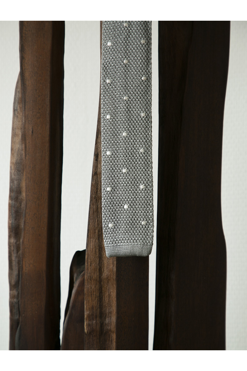 Tie fine mesh knit of pure silk polka dot
