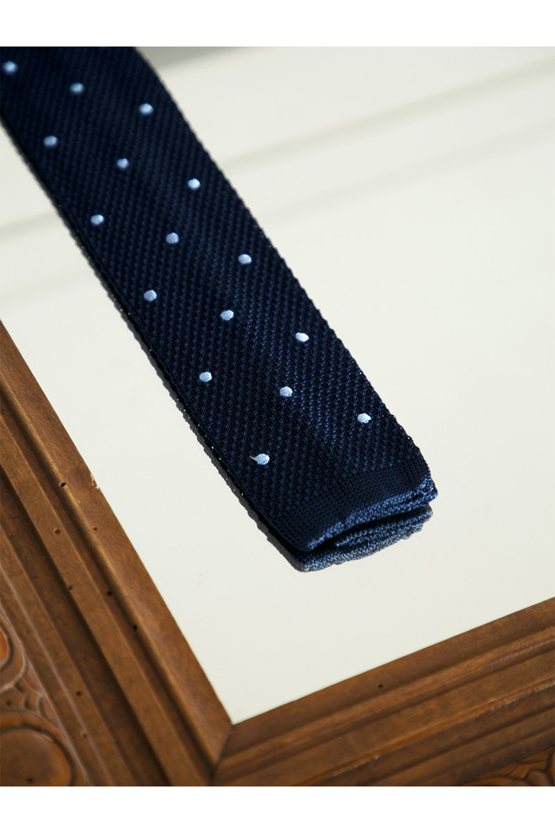 Tie fine mesh knit of pure silk polka dot