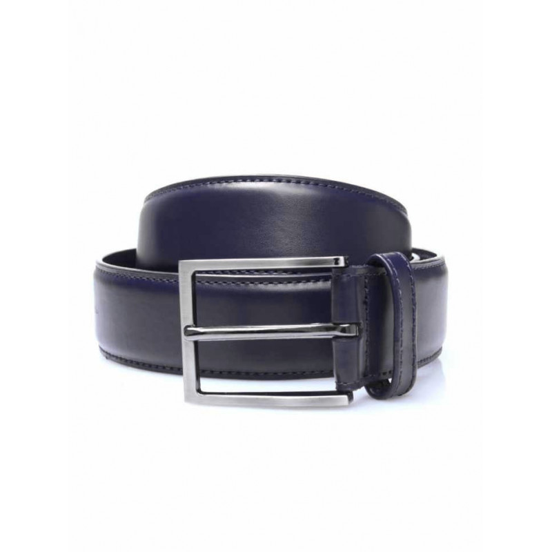 Belt man leather-smooth top-stitched tone-on-tone