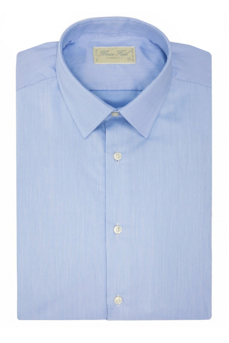 Chemise homme droite à fines rayures en pur coton double retors