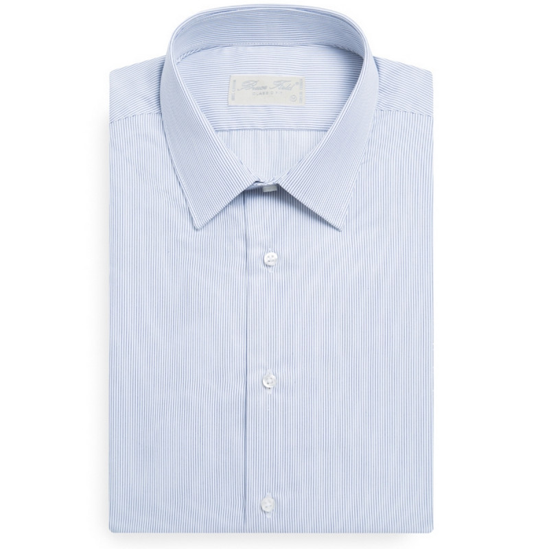 Chemise coupe classique pur coton rayée blanche