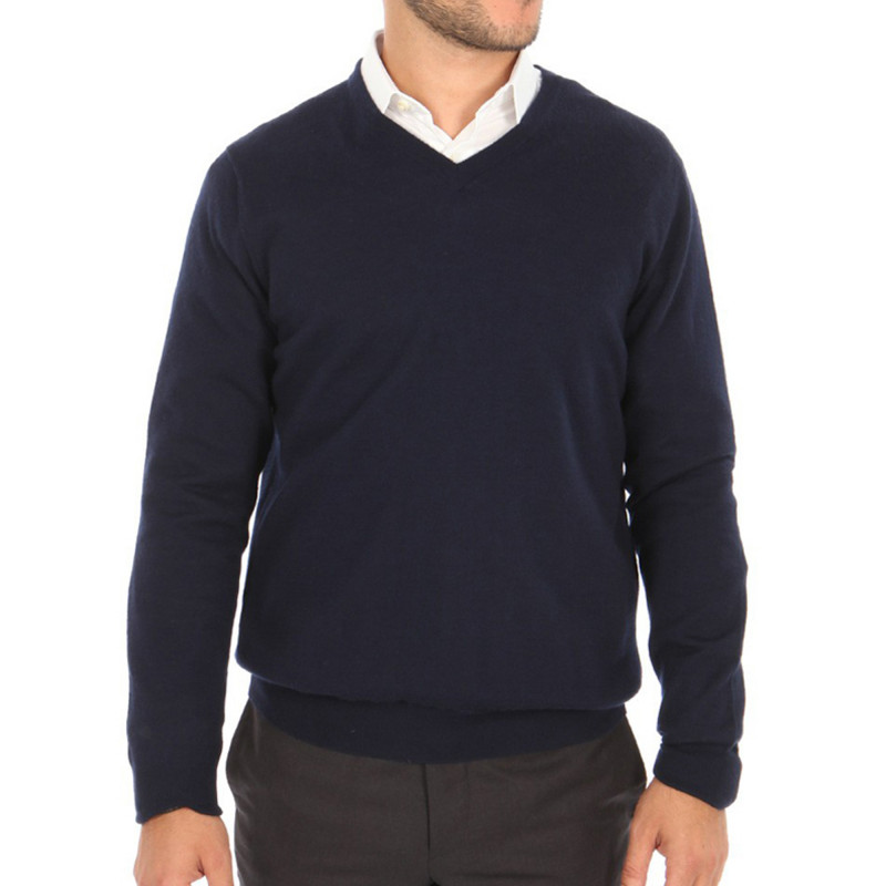 Pull homme 100% cachemire fin col V