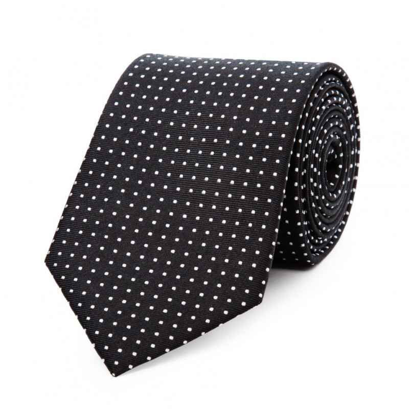 Tie pure silk black silver bullets