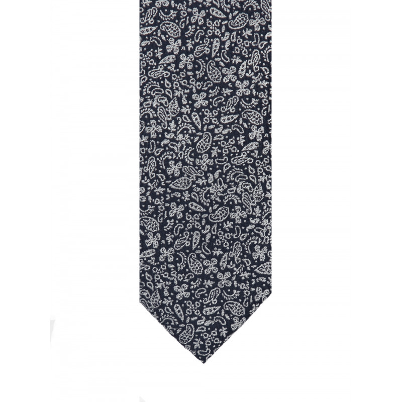 Tie in pure silk navy paisley fancy