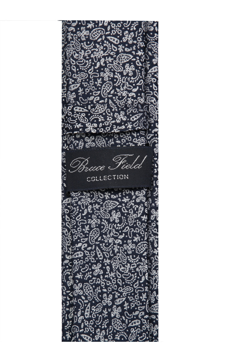 Cravate fine en pure soie marine au fin motif cachemire