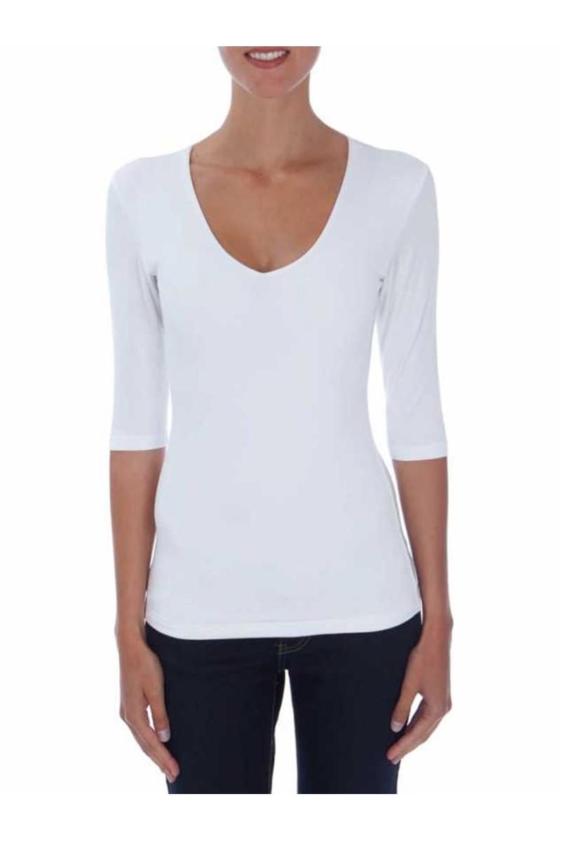 T-shirt V-neck 3/4 sleeve viscose stretch