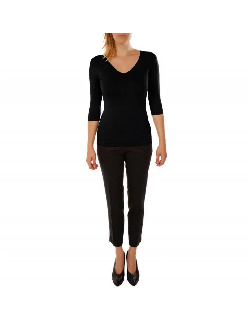T-shirt woman V-neck 3/4 sleeve in viscose stretch