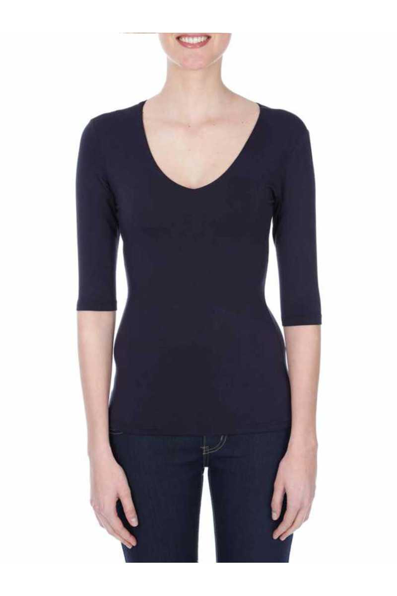 T-shirt V-neck 3/4 sleeve viscose stretch