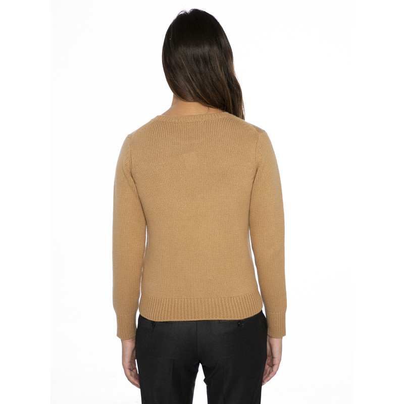 Sweater woman's round neck wool and cashmere