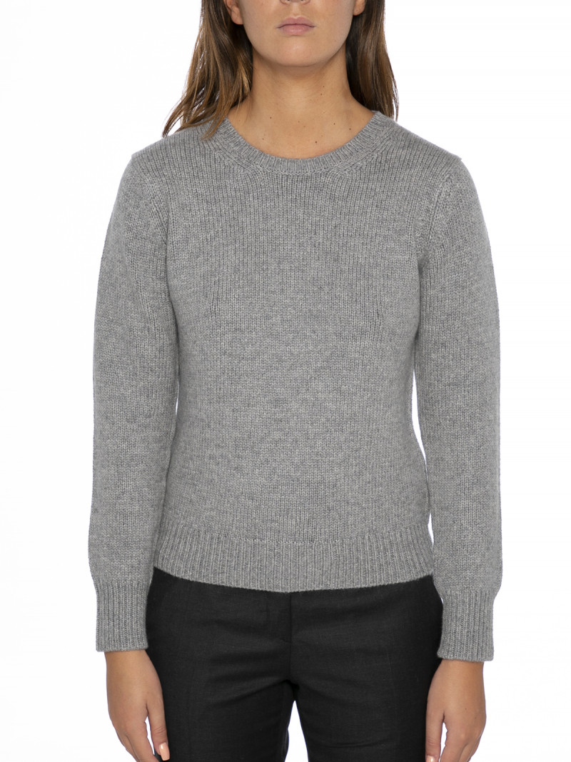 Sweater woman's round neck wool and cashmere