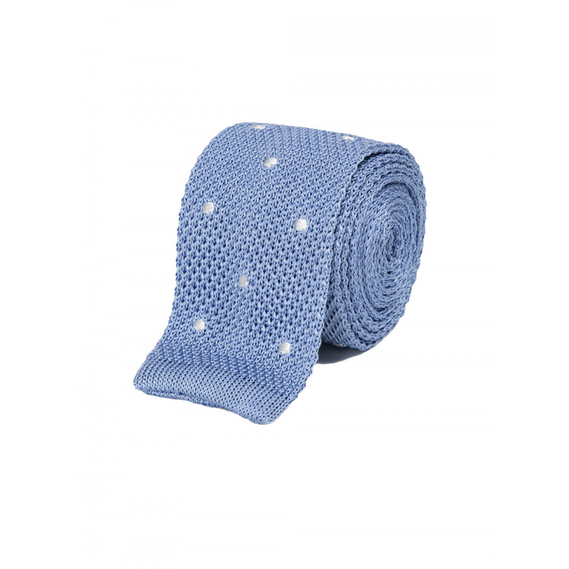 Tie fine mesh knit of pure silk polka dot