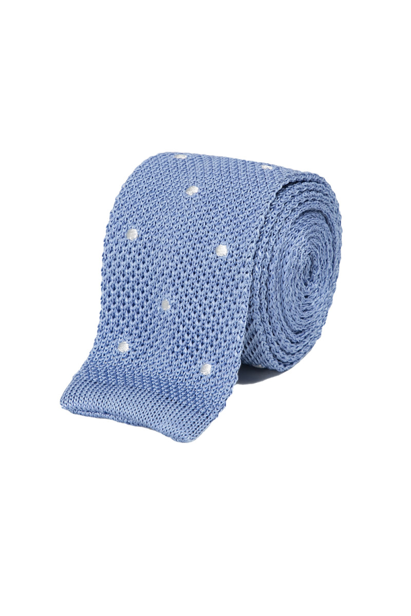 Tie fine mesh knit of pure silk polka dot