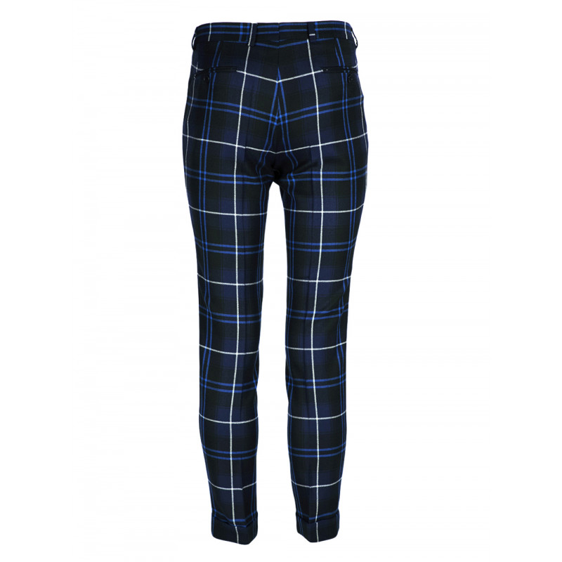 Pantalon Paride coupe droite en Tartan 100% Laine