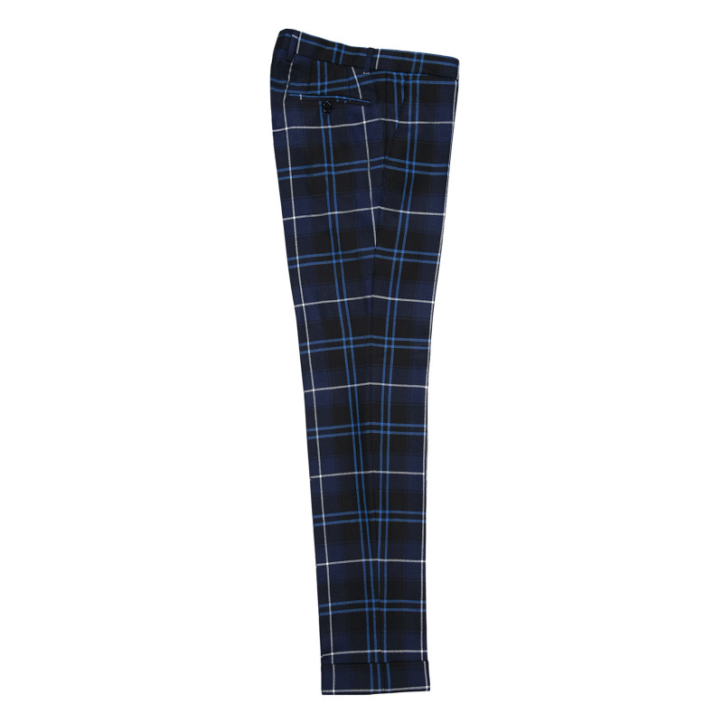 Pantalon Paride coupe droite en Tartan 100% Laine