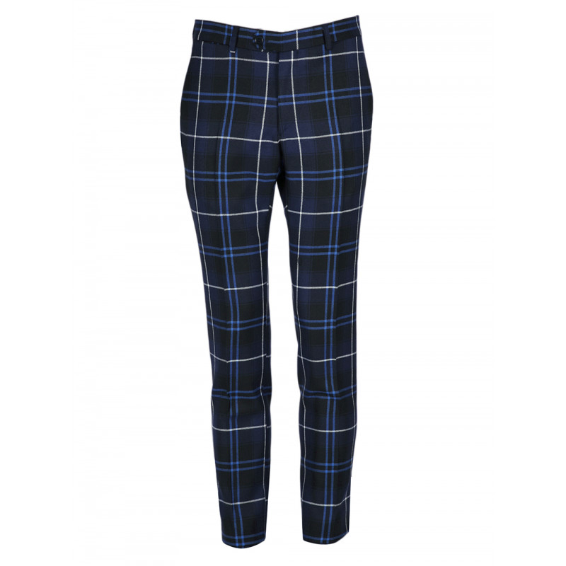 Pantalon Paride coupe droite en Tartan 100% Laine