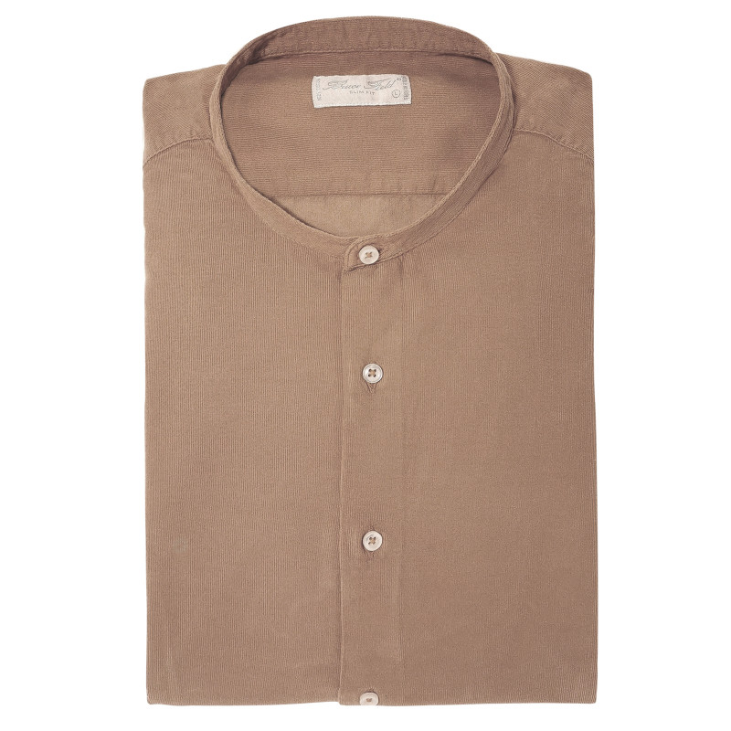 Shirt man slim fit with collar Mao pure cotton double twisted