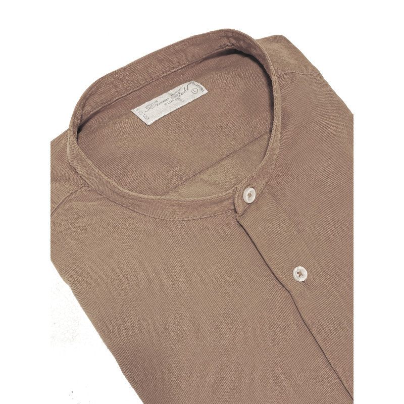 Chemise cintrée col Mao en velours