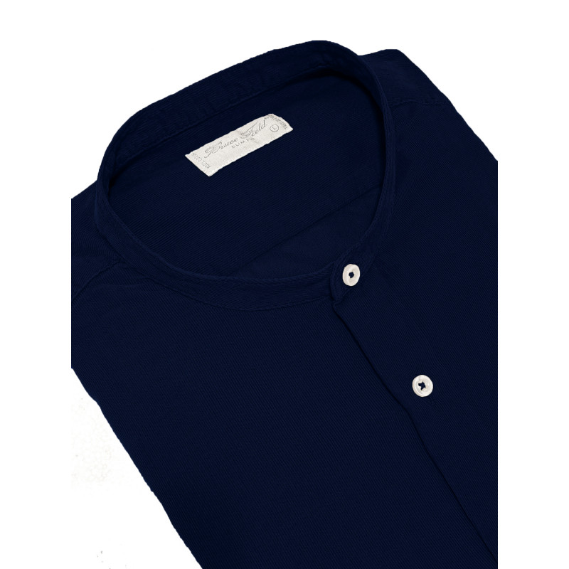 Shirt man slim fit with collar Mao pure cotton double twisted