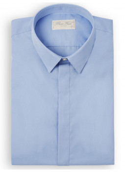 Shirt curved throat hidden in poplin