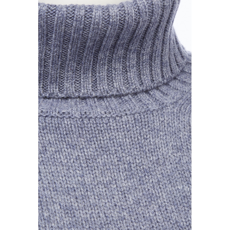 Pull femme col roule fantaisie en laine et cachemire