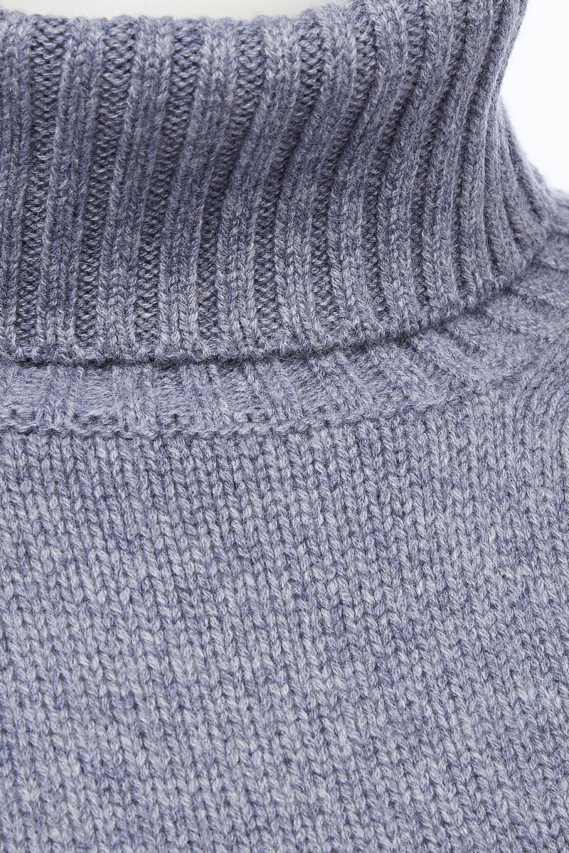 Pull femme col roule fantaisie en laine et cachemire
