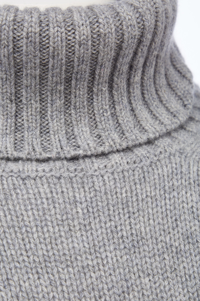 Pull femme col roule fantaisie en laine et cachemire