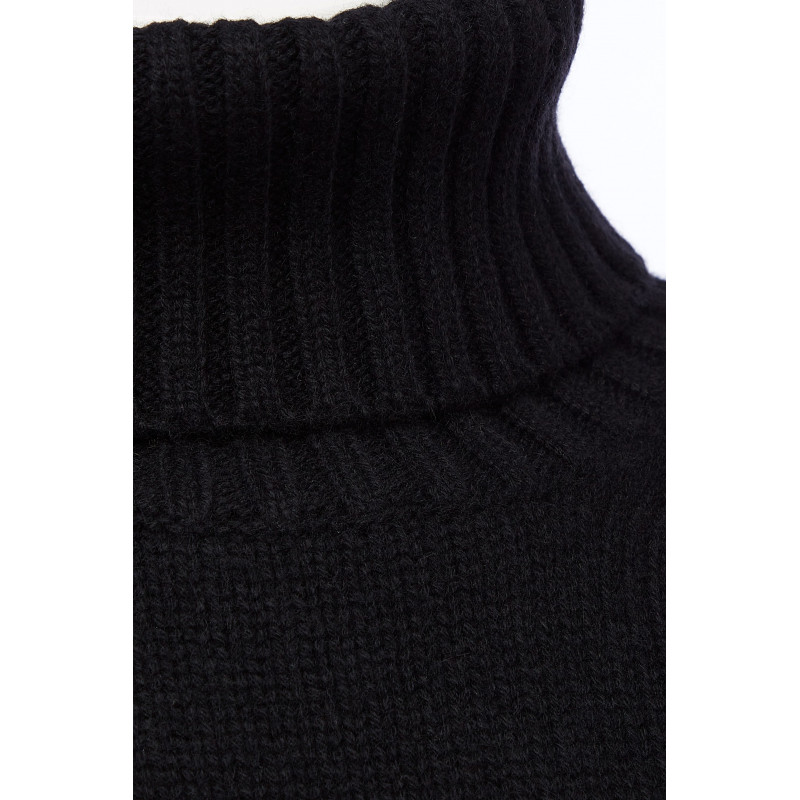 Pull femme col roule fantaisie en laine et cachemire