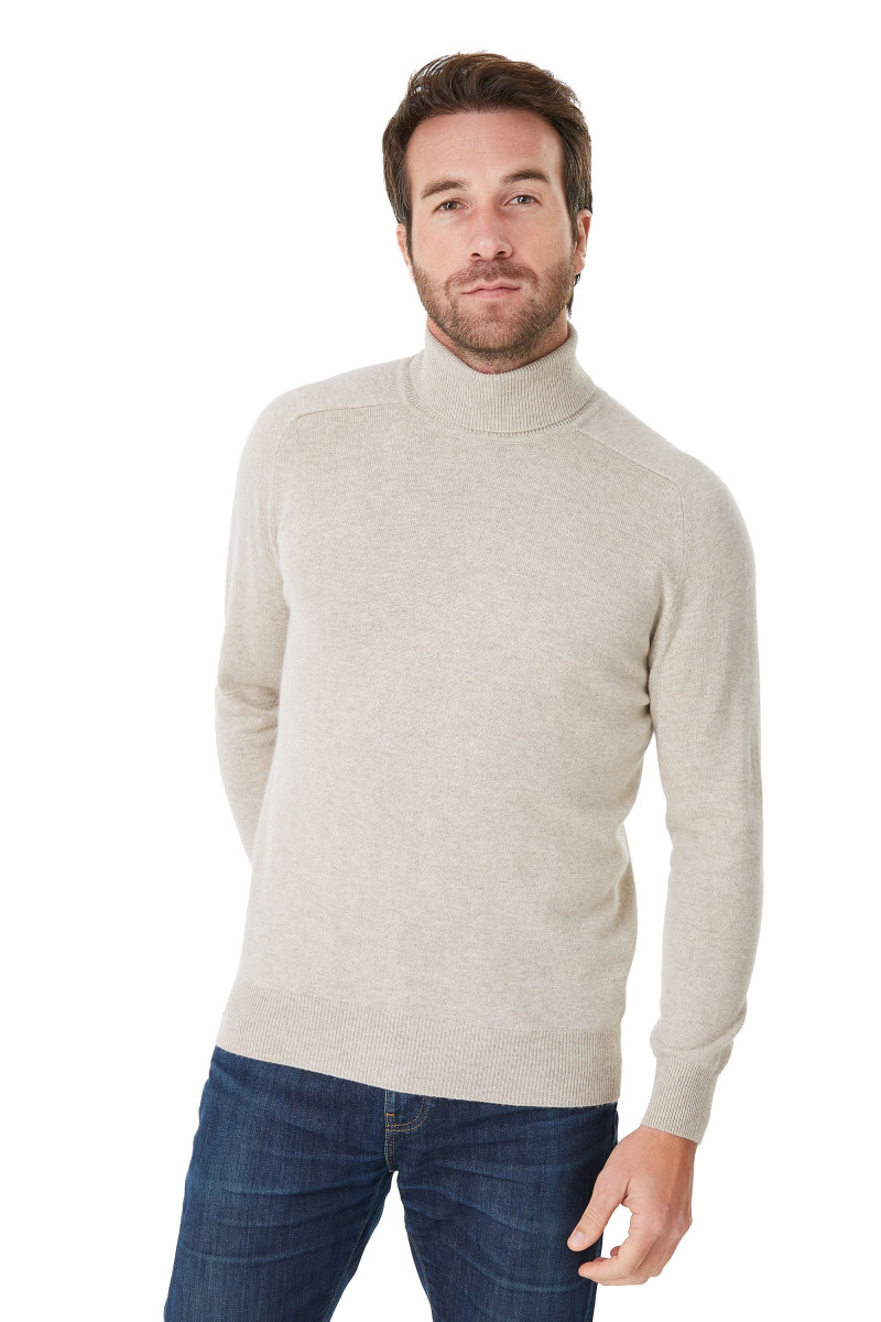 Pull Col Roule en laine et cachemire homme