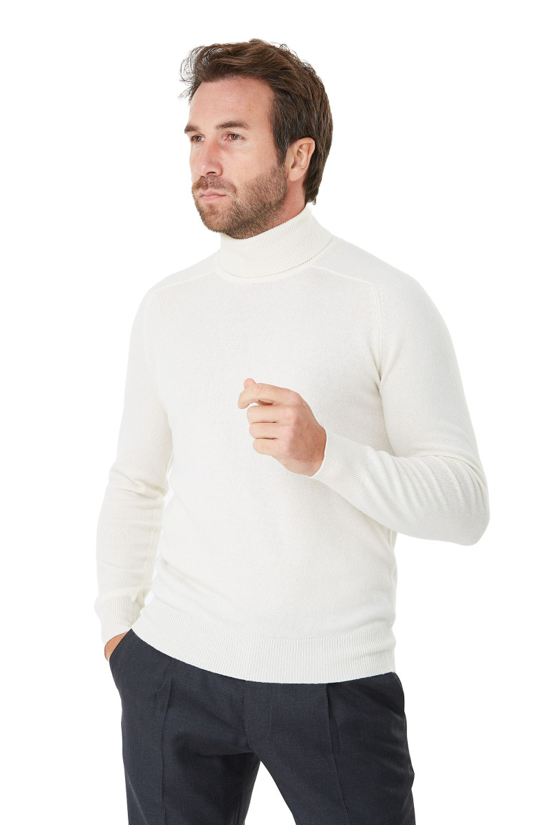 Pull Col Roule en laine et cachemire homme