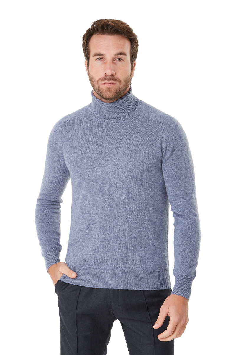 Pull Col Roule en laine et cachemire homme