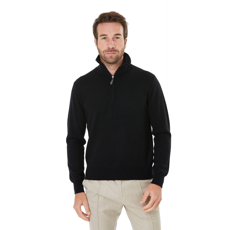 Cashmere and Wool Zipped Polo