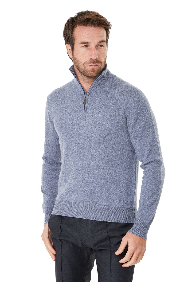 Polo Zippe en laine et cachemire homme