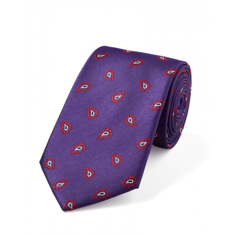 Cravate pure soie à motif cachemire