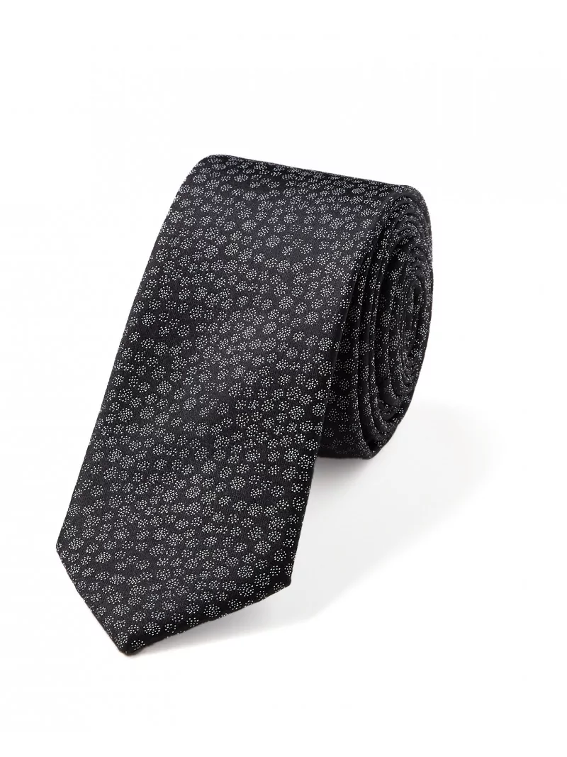 Cravate fine pure soie à motif fantaisie