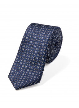Cravate Bruce Field Pure Soie Neuve – Marine Tachetée Flocons – Homme