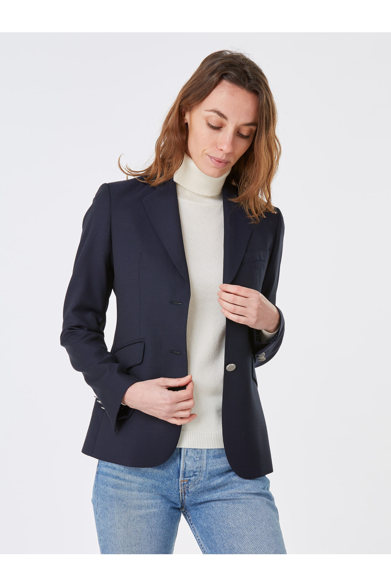 Blazer laine natté boutons argentés