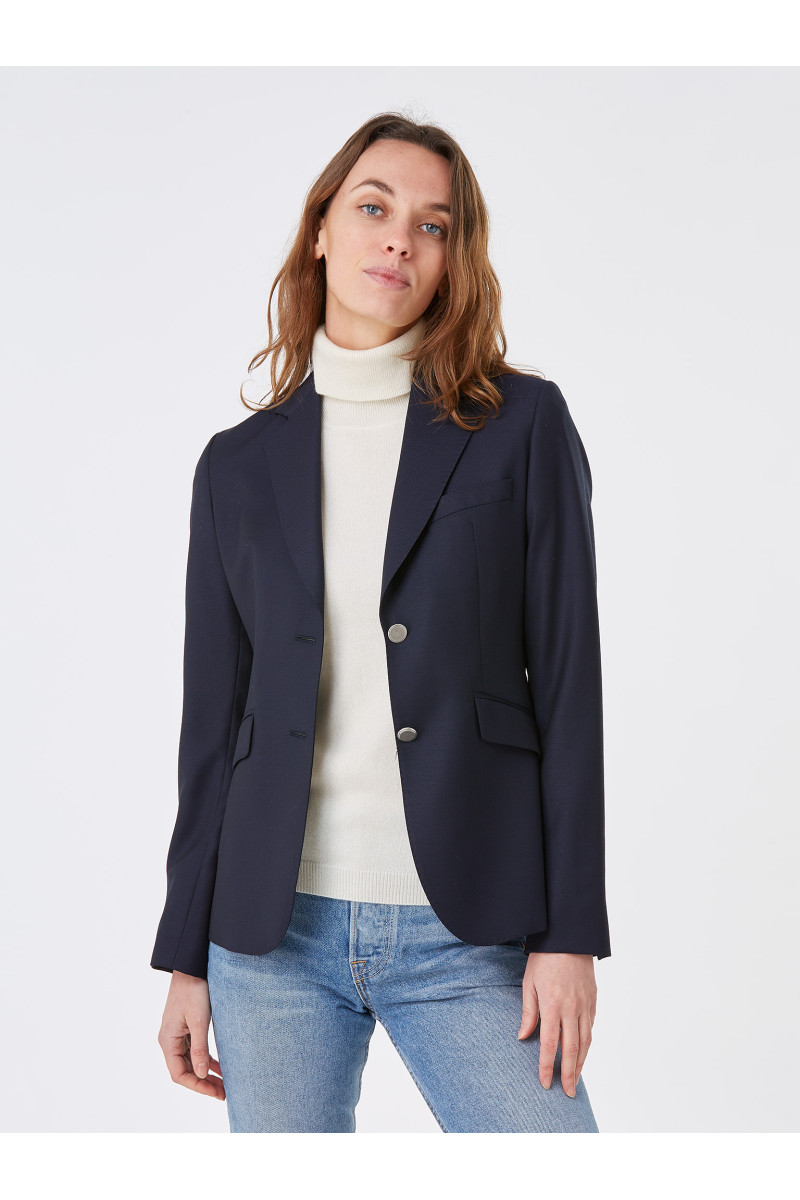 Blazer laine natté boutons argentés