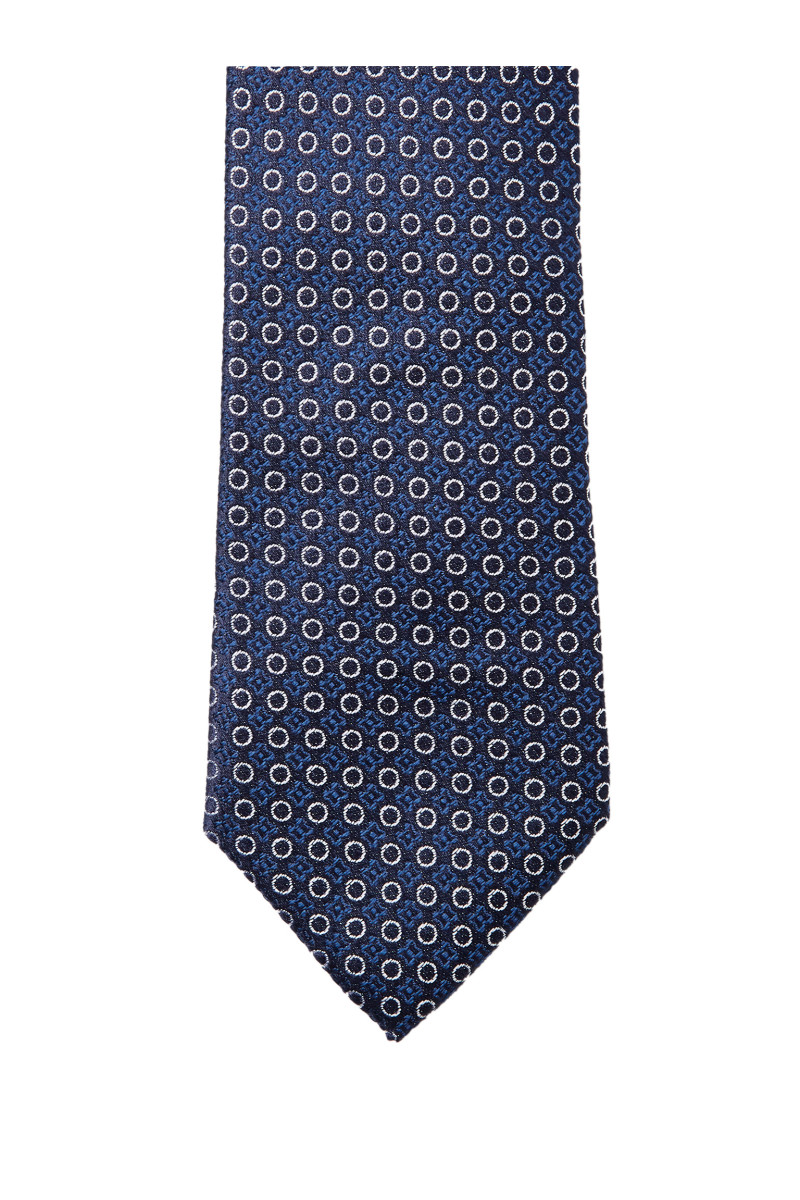 Cravate fine pure soie à motif circulaire
