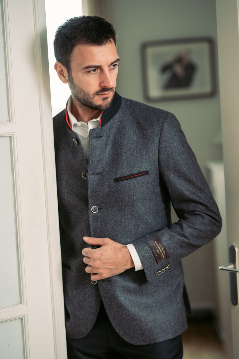 Veste flanelle col mao