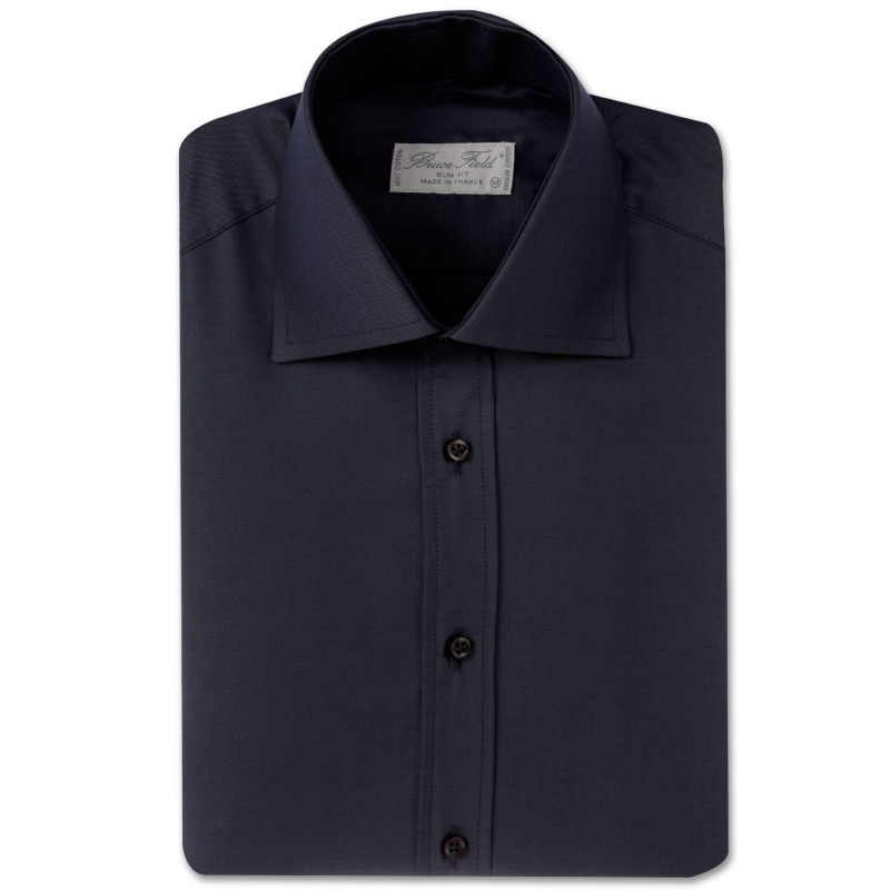 Chemise cintrée col haut 2 boutons pur coton