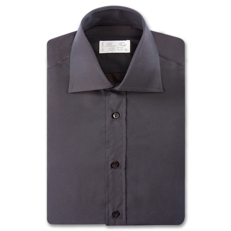 Chemise cintrée col haut 2 boutons pur coton