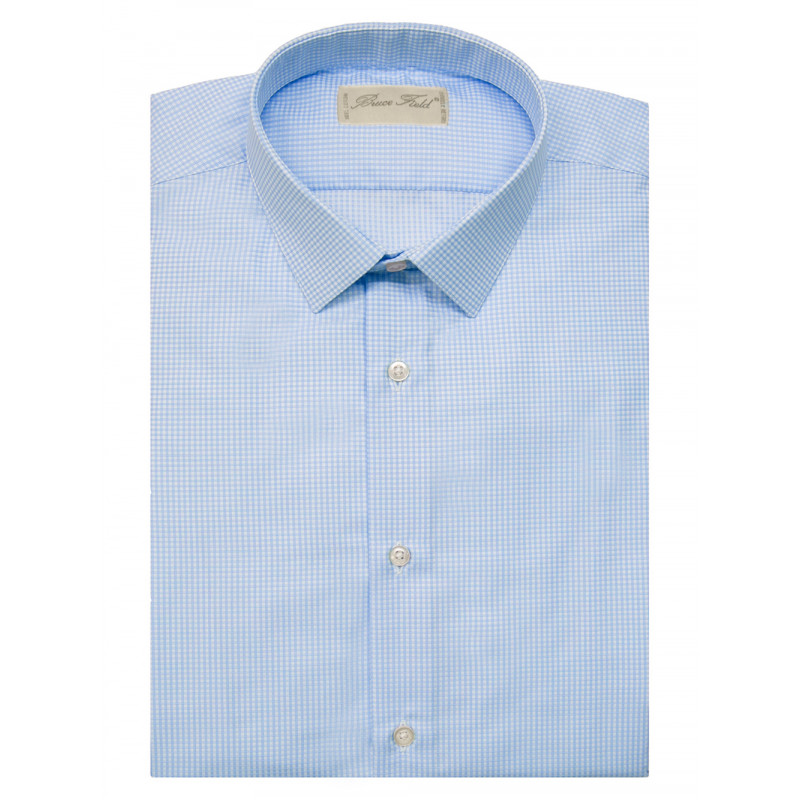 Chemise coupe classique pur coton à petit carreaux