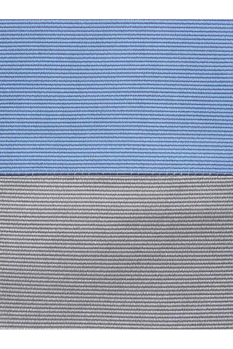 Sleeve suit in pure silk finely ribbed grey reversible blue hard