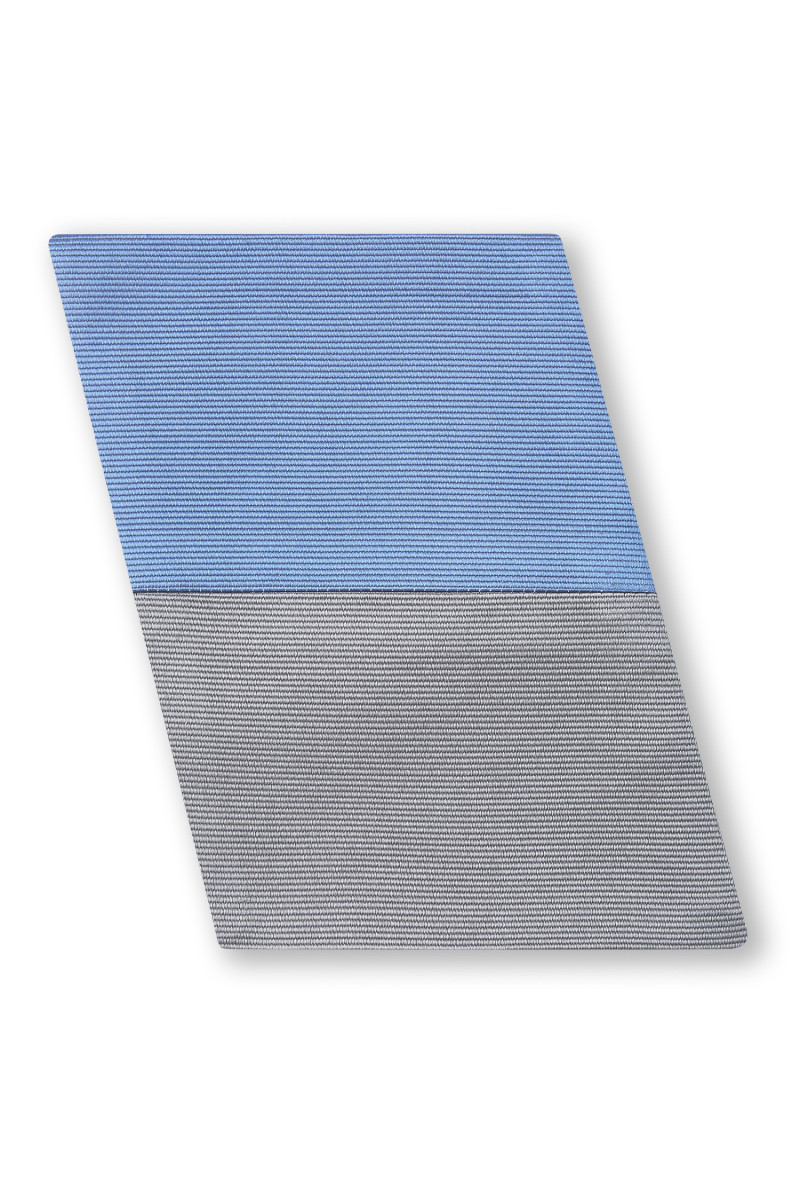 Sleeve suit in pure silk finely ribbed grey reversible blue hard